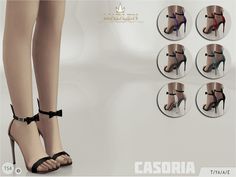 four pairs of high heeled shoes with ankle straps