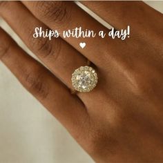 a woman's hand with a ring on it that says ships within a day