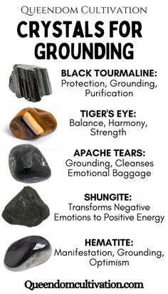 Use these crystals intentionally to ground your energy and connect to the Earth. The 4x6 inch Kraft Resealable Bag includes:(1) Crystal Info Card(5) Crystals: Black Tourmaline, Tiger's Eye, Apache Tears, Shungite and Hematite. Vibration Quotes, Raising Vibration, Crystals For Grounding, Organza Jewelry, Crystal Care, Healing Symbols, Meditation Inspiration, Crystal Healing Chart