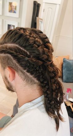 Men’s Braids Hairstyles Viking, Man Hair Braid Style, Men's Braids Long Hair, Viking Braids Undercut, Mens Long Hair Braid Styles, Viking Men Braids, Men’s Braids Hairstyles Long Hair, Braid For Men With Long Hair, Male Braids Hairstyles White