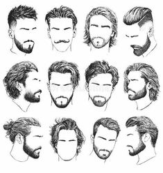 Hair Vector, Drawing Hair, Hair Sketch, Beard Hairstyle, Types Of Hair