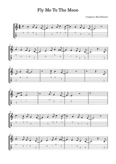 sheet music with the words fly me to the moon