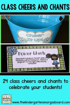 the back to school poster for class cheer and shants with pictures of buckets