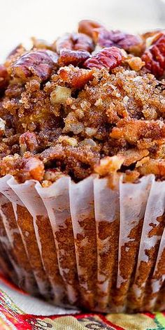 there is a muffin with nuts in it