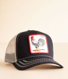 Goorin Bros. Rooster Trucker Hat - Black/Cream , Men's Black Embroidered patch snapback hat One size fits most. 60% Cotton 40% Polyester. Hand wash cold. Do not bleach. Do not tumble dry. Do not iron. Do not dry clean. Apparel & Accessories > Clothing Accessories > Hats Casual Trucker Hat With Embroidered Patch, Baseball Season Cap With Embroidered Patch, Casual Embroidered Patch Hat For Baseball Season, Outdoor Embroidered Patch Snapback Hat, Mens Trucker Hat, Goorin Bros, Hat For Men, Men's Hats, Accessories Clothing