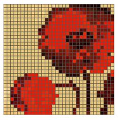 a pixellated image of a red flower