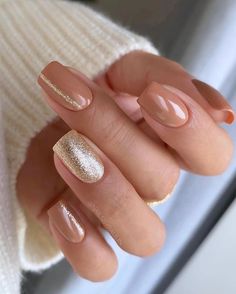 Gold Chrome Nails, Gold Nail Art, Gold Glitter Nails, Valentine Nails, Beige Nails, Pink Metallic