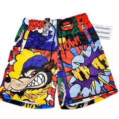 Reason Brand Pop Art Cartoon Comic Book Shorts Multi-Color Rsn Drip Paid Wolf Great Pair Of Shorts That Go Great With A Plain Colored T-Shirt & A Pair Of Jordans, Air Force 1s, Or Shell-Toe Superstar Adidas! No 2 Prints Are Alike. Each Pair Have A Different Graphic Mash-Up. Elastic Waist, Drawstring Closure, Slash Pockets, & Stretch Fabric Material. Mpn: A1-213 Msrp: $49 Multicolor: White, Black, Red, Blue, Yellow/Gold, Purple, Green, Sizes: S, M, L, Xl 100% Polyester New W/Tags Hip-Hop Urban Multicolor Casual Streetwear Bottoms, Summer Casual Bottoms With Cartoon Print, Casual Bottoms With Cartoon Print For Spring, Casual Spring Bottoms With Cartoon Print, Blue Cartoon Print Bottoms For Summer, Summer Cotton Bottoms With Graffiti Print, Trendy Multicolor Bottoms For Streetwear, Casual Cotton Bottoms With Cartoon Print, Summer Multicolor Cartoon Print Bottoms