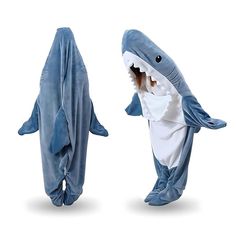 CLOUDYSHARKS Blanket Hoodie Onesie Adult & Kid, Wearable Shark Blanket | Shark Sleeping Bag | Soft Cozy Shark Onesie Costume