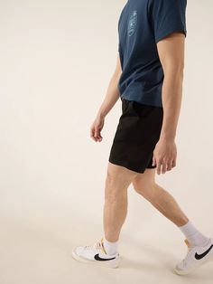 Our Original casual short that redefined the meaning of proper length shorts. These bad boys are kind of a big deal: they're made from our fanciest, most-technologically-advanced stretch casual fabric for the ultimate in movability and flexibility. They even feature an elastic waistband and an updated (read: improved, more comfortable) fit. Nothing will make your thighs look as good as these. Fabric: 98% cotton / 2% spandex Machine Wash Cold, Tumble Dry Low | Chubbies The Dark N' Stormies 7" Ins Black Shorts With 5-inch Inseam And Relaxed Fit, Black Relaxed Fit Shorts With 5-inch Inseam, Athletic Fit Cotton Shorts, Functional Relaxed Fit Shorts With Comfort Waistband, Casual Athletic Fit Shorts In Specific Color, Men In Black, Shorts For Men, Spandex Shorts, Big Deal