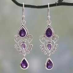 Amethyst Birthstone, Geode Earrings, Filigree Jewelry, Earrings Heart, Purple Jewelry, Magical Jewelry, Birthstone Earrings, Earrings Purple, Amethyst Jewelry