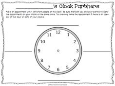 a clock worksheet for students to practice telling time on the hour and five o'clock