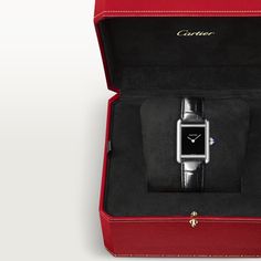 Tank Must de Cartier watch Luxury Black Diamond Watch With Diamond Hour Markers, Designer Black Diamond Watch With Diamond Hour Markers, Cartier Analog Watch As Gift, Cartier Black Evening Jewelry, Gift Cartier Analog Watch, Gift Cartier Watch, Classic Diamond Watch For Gift, Cartier Rectangular Jewelry For Gift, Classic Business Jewelry With Analog Detail