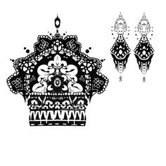 an intricately designed crown and two smaller crowns