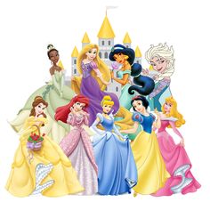 the disney princesses are all dressed up in their dresses