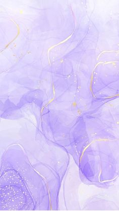 an abstract purple and gold background with swirls, bubbles and dots on the bottom