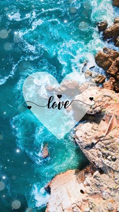 the words love are written over an image of water