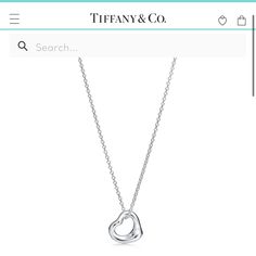 Silver, Mini Open Heart Tiffany Necklace. Very Cute And Classic Piece. Heart Tiffany Necklace, Tiffany And Co Necklace, Tiffany Necklace, Tiffany Co Jewelry, Open Heart, Mini Pendant, Tiffany & Co., Womens Jewelry Necklace, Jewelry Necklaces