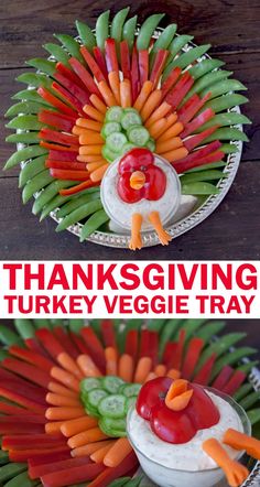 a turkey veggie tray with carrots, celery and peppers in it