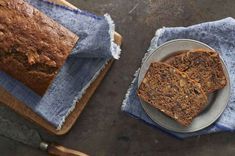 two slices of banana bread on a plate