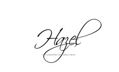 the word angel written in cursive writing on a white background with black ink