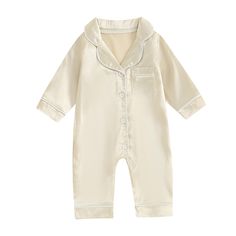 PRICES MAY VARY. COMFORTABLE: Girls sleepwear, baby pajamas romper, baby romper sleepers, baby boy pajama rompers is made of 95% viscose 5% elastane, soft, breathable, stretchy, skin-friendly and very comfortable for baby's delicate skin. CASUAL DESIGN: Newborn sleepwear boy, newborn sleepwear for girls, toddler boy pajamas, solid color, long sleeves, 1 chest pocket, front button closure and lapel collar, unisex design, long sleeve toddler pajamas, warm and comfortable.\ MANY OCCASIONS: pajamas for kids, baby pajama rompers girl, newborn sleepwear, toddler baby girl satin silk pajamas are perfect for sleeping, casual loungewear, home, school, camping, answering the door or slumber party, let your kids enjoy a cozy time at home. BABY PAJAMAS: Baby girl nightwear, baby girl pjs, romper loung Boy Pajamas, Baby Pjs, Baby Boy Pajamas, Satin Romper, Girls Nightwear, Boy Newborn, Toddler Pajamas, Jumpsuit For Kids