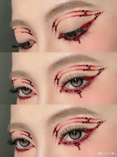 Class Makeup, Makeup Layout, Rock Makeup, Asian Makeup Tutorials, Ateez Concert, Halloween Makeup Inspiration, Ethereal Makeup, Red Makeup