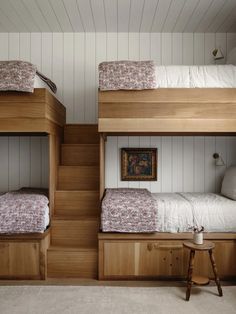 the bunk beds are built into the wall