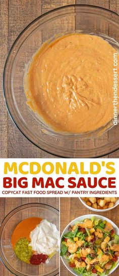 the cover of mcdonald's big mac sauce, with pictures of different ingredients in bowls