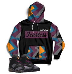 Fearless Hoodie   Air Jordan 6 Bordeaux Inspired   Retro Jordan 6 Easy 30 day return policy Multicolor Urban Hoodie For Fall, Urban Multicolor Hoodie For Fall, Sporty Purple Hoodie With Graphic Print, Purple Sportswear Hoodie For Streetwear, Sporty Fall Hoodie With Graphic Print, Purple Sports Hoodie For Fall, Sports Hoodie With Graphic Print For Fall, Purple Hoodie For Sports In Fall, Fall Sports Hoodie With Graphic Print