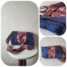 Vintage handmade purse made of men's neckties In blue with brown floral print fabric In very good condition  Measures ])approximately 11" x 7" x 3" Blue Fabric Shoulder Bag For Travel, Blue Fabric Shoulder Bag For Daily Use, Blue Fabric Shoulder Bag, Necktie Purse, Brown Floral Print, Handmade Purse, Wedding Bags, Small Handbag, Floral Print Fabric