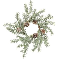 a wreath with pine cones and evergreen needles