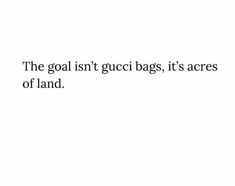 the goal isn't gucci bags, it's areas of land