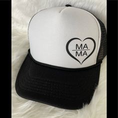 New Black/White Cap With Mama, Adjustable Backing. Custom Made, Never Tried On Or Never Used. Super Cute! Perfect Gift! Thanks For Stopping By. ***Smoke Free*** White Casual Trucker Hat One Size, White Casual Trucker Hat, Casual White Trucker Hat With Letter Print, Trendy White Trucker Hat With Letter Print, Black Trucker Hat With Letter Print For Everyday, Trendy Adjustable White Trucker Hat, Trendy White Adjustable Trucker Hat, White Adjustable Trendy Trucker Hat, Trendy White Trucker Hat For Everyday