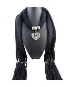 Scarves & Wraps, Fashion Scarves, Women Winter Heart Gemstone Necklace Scarf Lady Tassel Warm Scarves Black CA12N6MLL9L   #Fashion #Scarves #Wraps #style #outfits #shopping #Fashion Scarves Winter Heart, Evening Dress Patterns, Warm Scarves, Necklace Scarf, Winter Necklace, Scarf Necklace, Necklace Accessories, Heart Gemstone, Warm Scarf