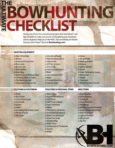 the bowhunting checklist is shown here