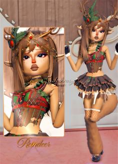 #christmas #dresstoimpress #reindeer Popstar Dresses To Impress Outfit, Christmas Art Digital, Reindeer Dti Outfit, Reindeer Dress To Impress, Dress To Impress Theme Movie Premiere, Dti Reindeer Fit, Duolingo Dti Outfit, Dti Costume Ideas