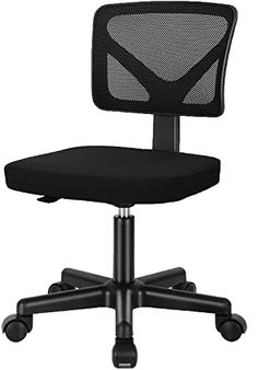 an office chair with black mesh back and seat, viewed from the front angle on a white background