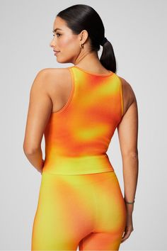 Cloud Seamless Cut Out Halter Tank Fabletics orange/yellow female Activewear >> Womens >> Tops >> Tanks Cloud Seamless regular Everyday/Lounge Female Activewear, Coffee Dates, Halter Tank, Cut Outs, Active Wear For Women, Orange Yellow, Fabric Care, Dates, Cut Out