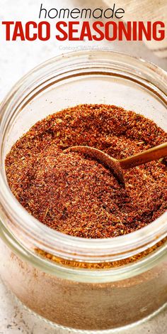 homemade taco seasoning in a glass jar