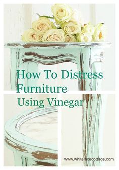 How To Distress Furniture Using Vinegar - I have been painting pieces of furniture for many years.But only started using a chalk based paint for the last three… How To Distress Furniture, Commode Shabby Chic, Diy Shabby Chic Furniture, Distress Furniture, Cocina Shabby Chic, Shabby Chic Decor Diy, Shabby Chic Dresser, Dekor Diy, Shabby Chic Bedrooms