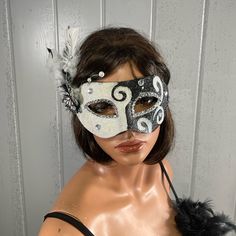 *Butterfly Black & White Masquerade Mask Masquerade Mask Black & White With Feathers And Rhinestone Black And White Masquerade Mask, Black And White Masquerade Ball, Black And White Masquerade, White Masquerade Mask, White Masquerade, Masquerade Mask Black, Butterfly Black And White, Winter Face Mask, Masked Ball