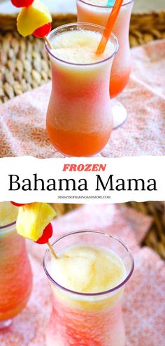 two glasses filled with frozen banana mama punch