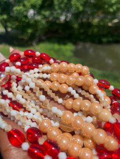 Double Strand Waist Bead "Abengourou" – an exquisite creation meticulously handcrafted with pristine white glass crystal seed beads, adorned with accents of passionate red glass seed beads. This double-strand waist bead embodies purity and elegance, offering a graceful and adjustable fit that transcends beauty and symbolism. ⚪ White Glass Crystal Seed Beads - Timeless Purity: Abengourou is adorned with pristine white glass crystal seed beads, creating an aura of timeless purity. The pristine whi Glass Seed Beads, Glass Crystal, Red Glass, White Glass, Seed Beads, Aura, Beads, Glass, Red