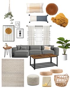 Modern chic boho living room mood board Modern Farmhouse Grey Couch Living Room, Black White And Grey Boho Living Room, Boho Living Room Gray Floors, Dark Grey Boho Living Room, Livingrooms Design Ideas Grey Couch, Home Decor Grey Couch, Boho With Grey Couch, Boho Living Room Inspiration Grey Couch, Light Gray Couch Boho Living Room