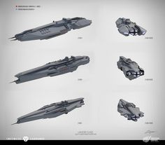 several different types of spaceships are shown in this image