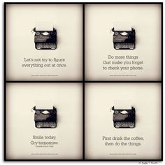 four different types of typewriters with the words do not try to figure everything out at once