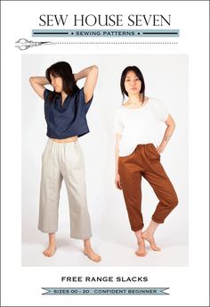 Free Range Slacks Slacks Pattern, Women Trousers Pattern, Slack Pattern, Trouser Pattern, Urban Tees, Bib Pattern, Sewing Workshop, Garment Pattern, Pants Sewing Pattern