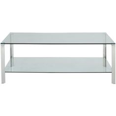 a glass and metal coffee table on a white background with no one in it or someone else