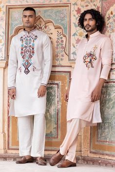 Cream kurta with abstract geometric print. Paired with matching aligadi pant. - Aza Fashions Traditional Designer Pants For Festivals, Traditional Designer Cotton Pants, Festive Designer Cotton Pants, Festive Cotton Pants With Traditional Drape, Festive Multicolor Cotton Pants, Traditional Designer Pants For Navratri, Traditional Designer Pants For Eid, Traditional Designer Pants For Festive Occasions, Traditional Festive Designer Pants